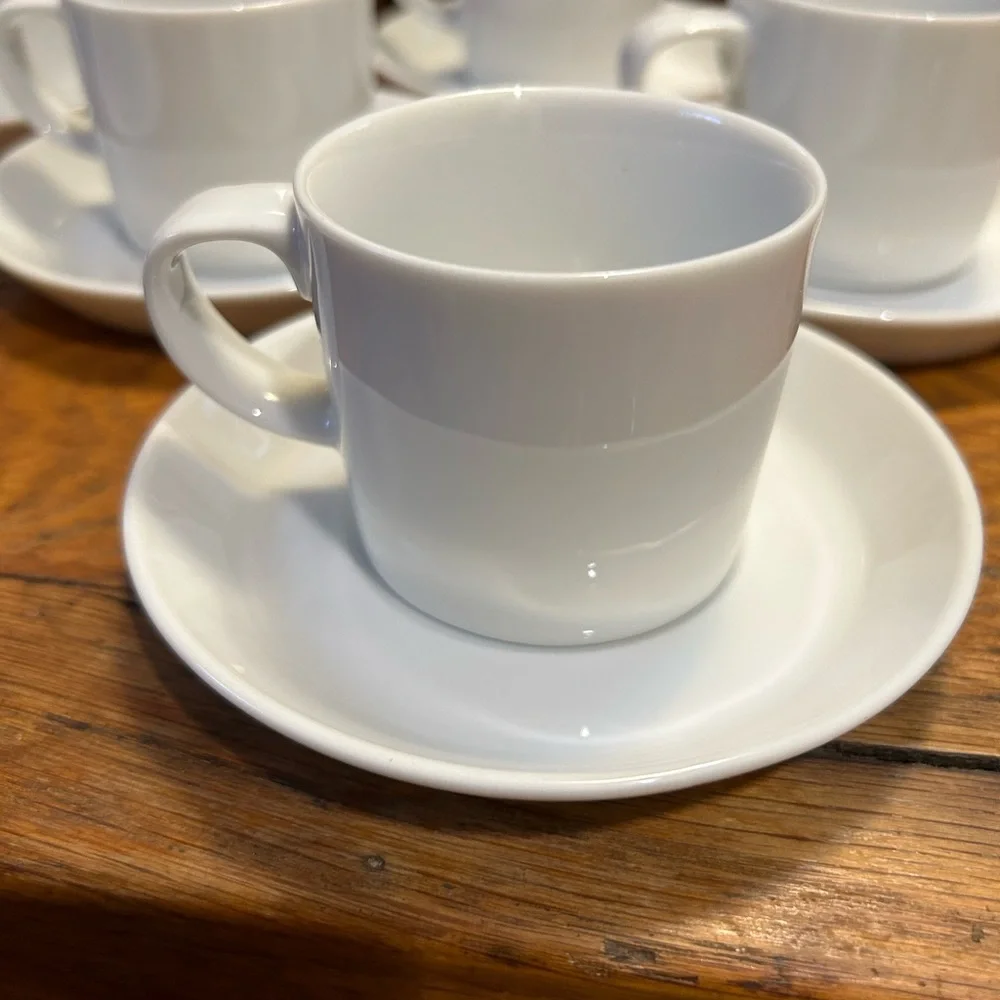 NEW Crate & Barrel Verge Espresso Cup and Saucer Set Made in Sri Lanka Set of 6
